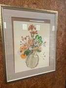Framed Watercolor Floral Still Life