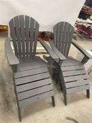 (2) Gray Trex Adirondack Chairs with Footstools