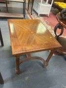 Wood Side Table with Parquetry Top