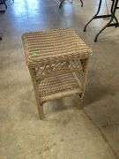 Wicker End Table with Shelf