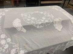 Floral Tablecloth with Crochet Collars