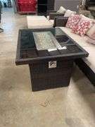 Wicker Outdoor Fire Pit Table with Glass Beads