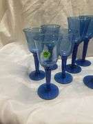 (12) Blue Stemmed Glasses