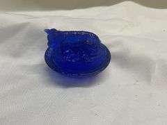 (4) Colored Glass Animal Covered Dishes