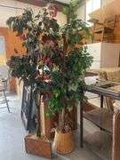 Two Artificial Trees in Woven Baskets