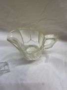 (2) Pressed Glass Pitchers and Leaded Crystal Napkin Holder