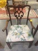Floral Upholstered Chippendale Armchair