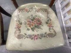 Pair of Wooden Chairs with Floral Seats