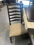 Dining Table with Six Ladder-Back Chairs and Two Leaves