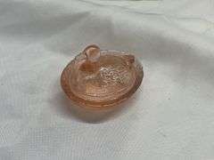 (4) Colored Glass Animal Covered Dishes