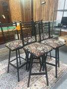 (5) Black Metal Swivel Bar Stools