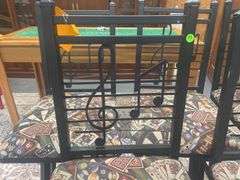 (5) Black Metal Swivel Bar Stools