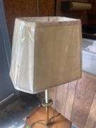 Wooden Side Table Floor Lamp with Lamp Shade