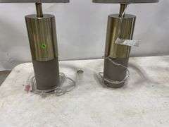 Pair of Modern Style Table Lamps with Gray Shades