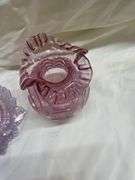 Fenton Mulberry Carnival Glass Vase and Leaf Dish