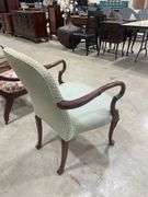 Upholstered Armchair with Carved Legs
