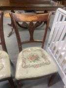 Pair of Wooden Chairs with Floral Seats