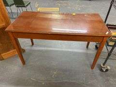 Wood Desk with Glass Top and Drawers