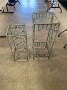 Pair of Glass Top Metal Plant Stands