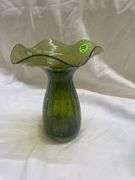 Pair of Green Art Glass Vases