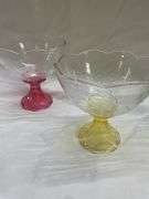 (6) Dessert Bowls with Colored Stems