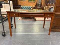 Wood Desk with Glass Top and Drawers