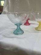 (6) Dessert Bowls with Colored Stems