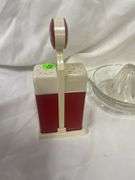 Coca-Cola Salt and Pepper Shakers, Glass Juicer, and Cream Pitcher