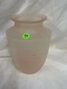 Clear Candleholder with Prisms and Pink Vase