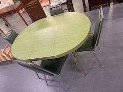 Retro Style Green Dining Set with Table and Four Chairs