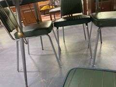 Retro Style Green Dining Set with Table and Four Chairs
