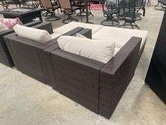 (2) Wicker Outdoor Patio Chairs with Ottomans