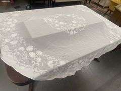 Floral Tablecloth with Crochet Collars