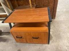 Small Wood Grain Finish Side Table with Drawers