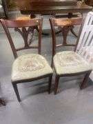 Pair of Wooden Chairs with Floral Seats