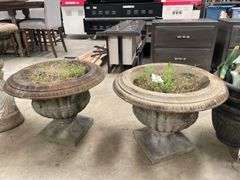 Pair of Decorative Concrete Garden Urns