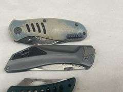 (4) Folding Pocket Knives and (1) Lighter Case