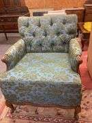MCM Tufted Armchair with Floral Pattern