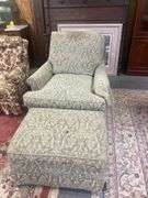 Upholstered Chair with Ottoman