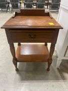 Wooden Nightstand with Drawer and Shelf