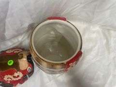Ceramic Barrel with Saddle Lid Cookie Jar