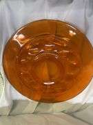 Amber and Green Glass Depression Plates