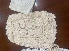 Assorted Handmade Doilies and Table Linens