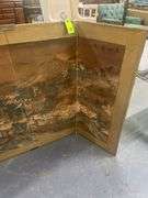 Asian Style Four Panel Screen with Landscape Art