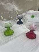 (6) Dessert Bowls with Colored Stems