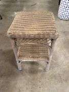 Wicker End Table with Shelf