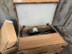 Metal Table with (2) Vises & Contents