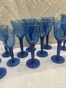 (12) Blue Stemmed Glasses