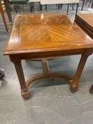 Wood Side Table with Parquetry Top