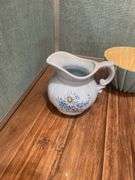 Ceramic Pitcher, Bowl, and Two-Tiered Serving Tray